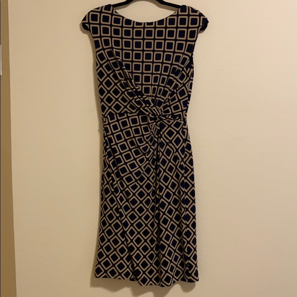 Navy & Tan Lauren by Ralph Lauren Dress Sz 8P EUC